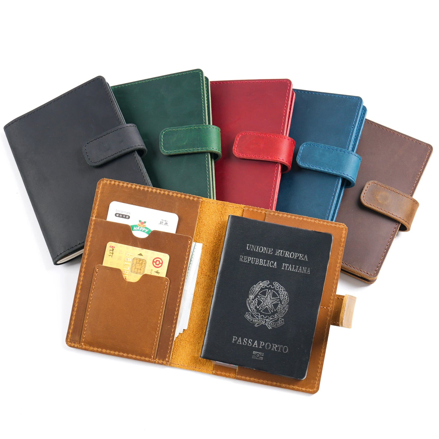 Classic cowhide wallet, card compartment, cash compartment, passport compartment