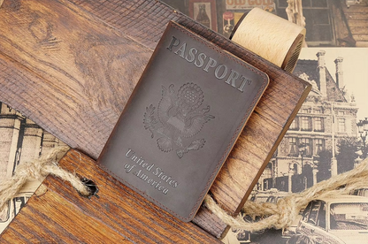 Leather passport wallet - USA