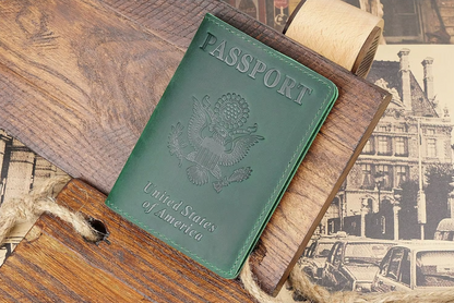 Leather passport wallet - USA