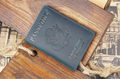 Leather passport wallet - USA